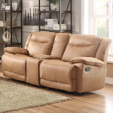 Casual Reclining Loveseat with Storage Console